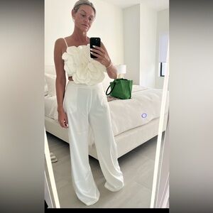 Elegant White Floral Top and pants set